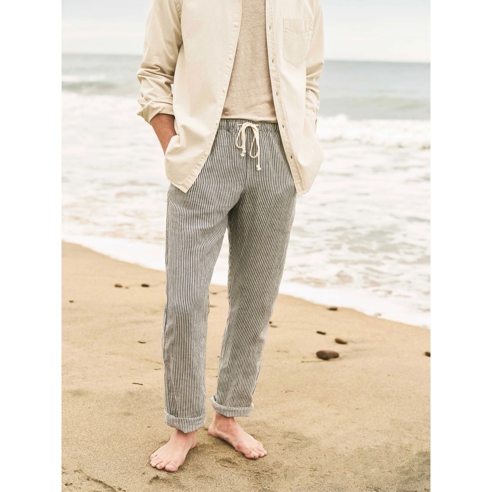Alex Crane Bo Linen Pant Blue White Stripe Men S Coastal Casual Quiet Luxury